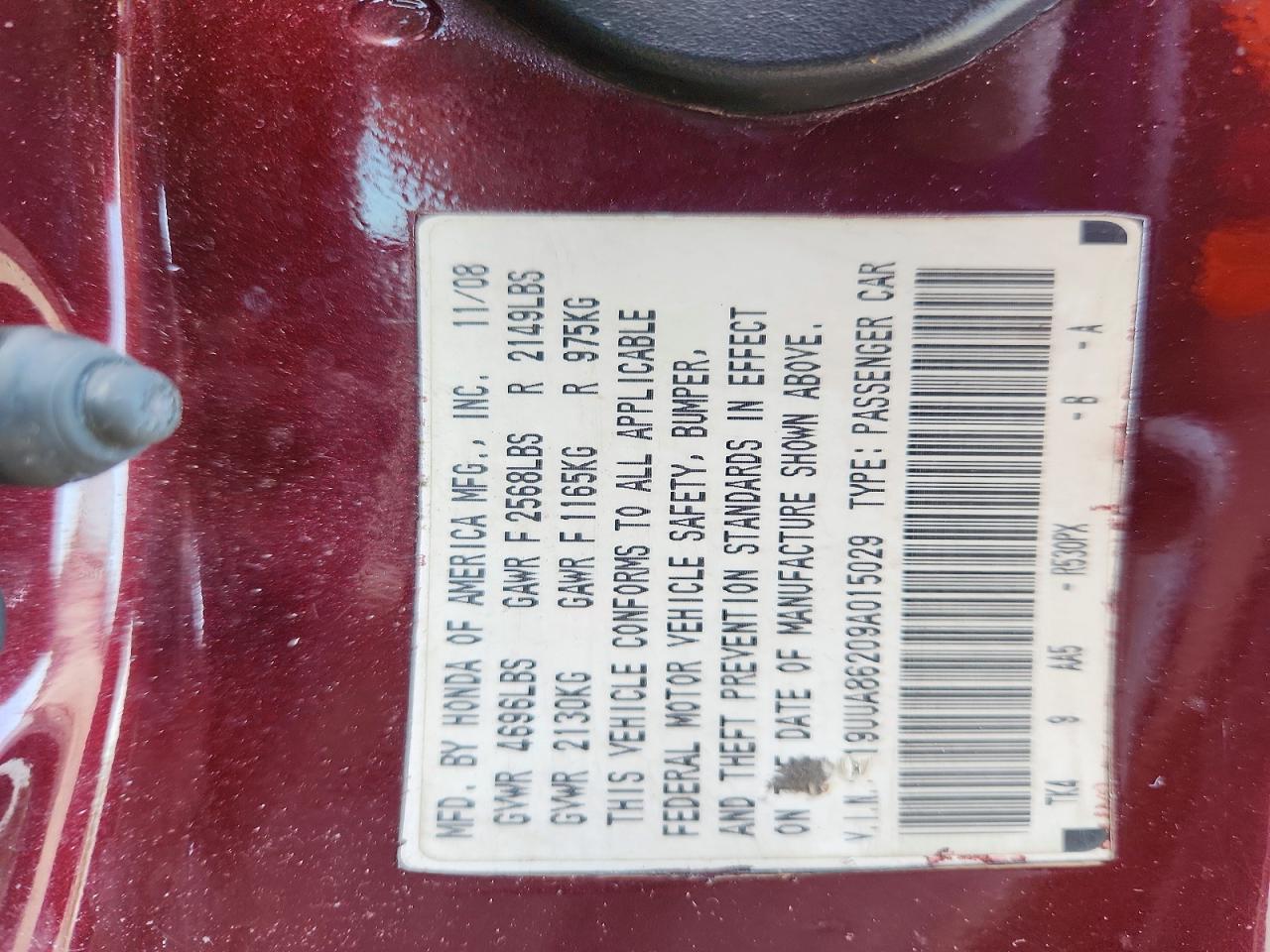 2009 Acura Tl Burgundy vin: 19UUA86209A015029