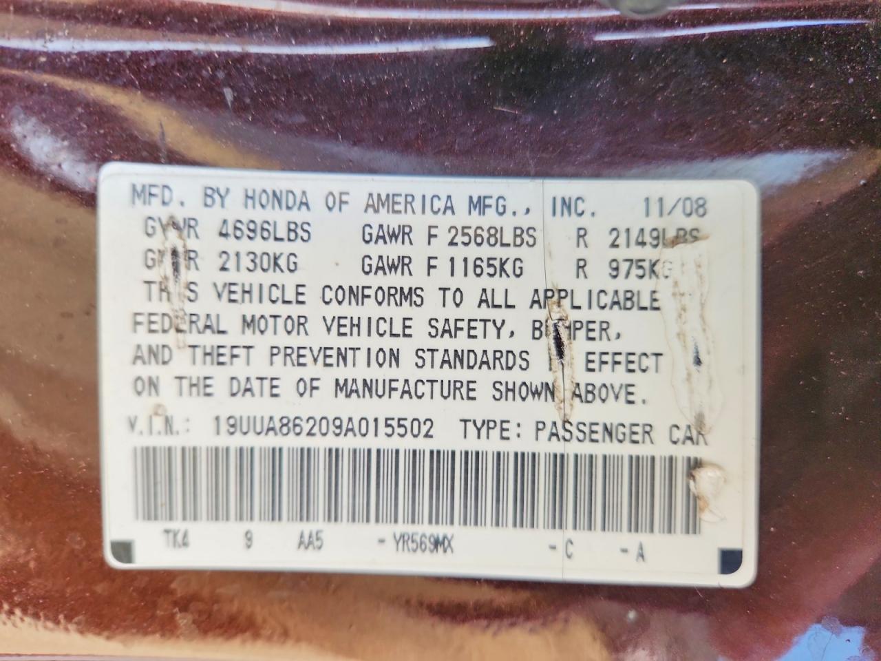 2009 Acura Tl Maroon vin: 19UUA86209A015502