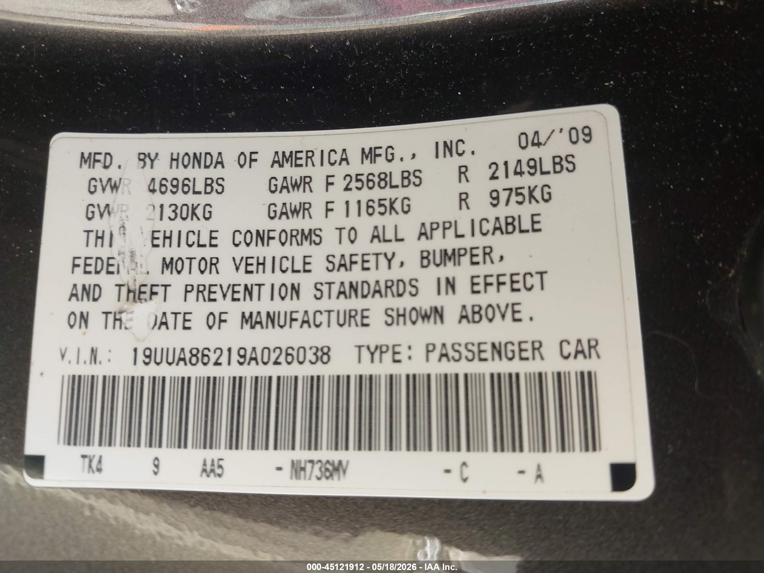 2009 Acura Tl 3.5 Black vin: 19UUA86219A026038