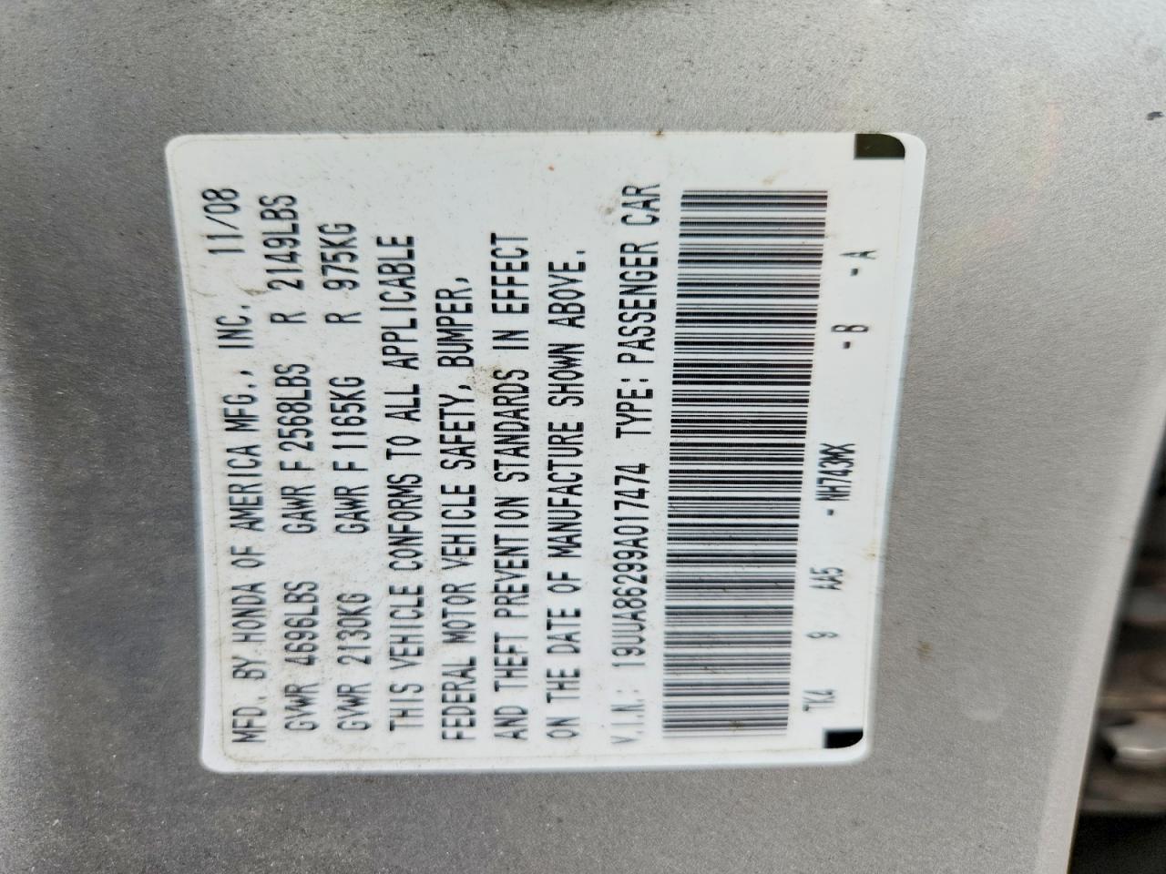 2009 Acura Tl Серебряный vin: 19UUA86299A017474