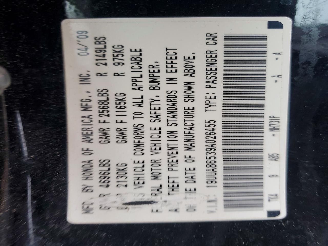 2009 Acura Tl Черный vin: 19UUA86539A026455