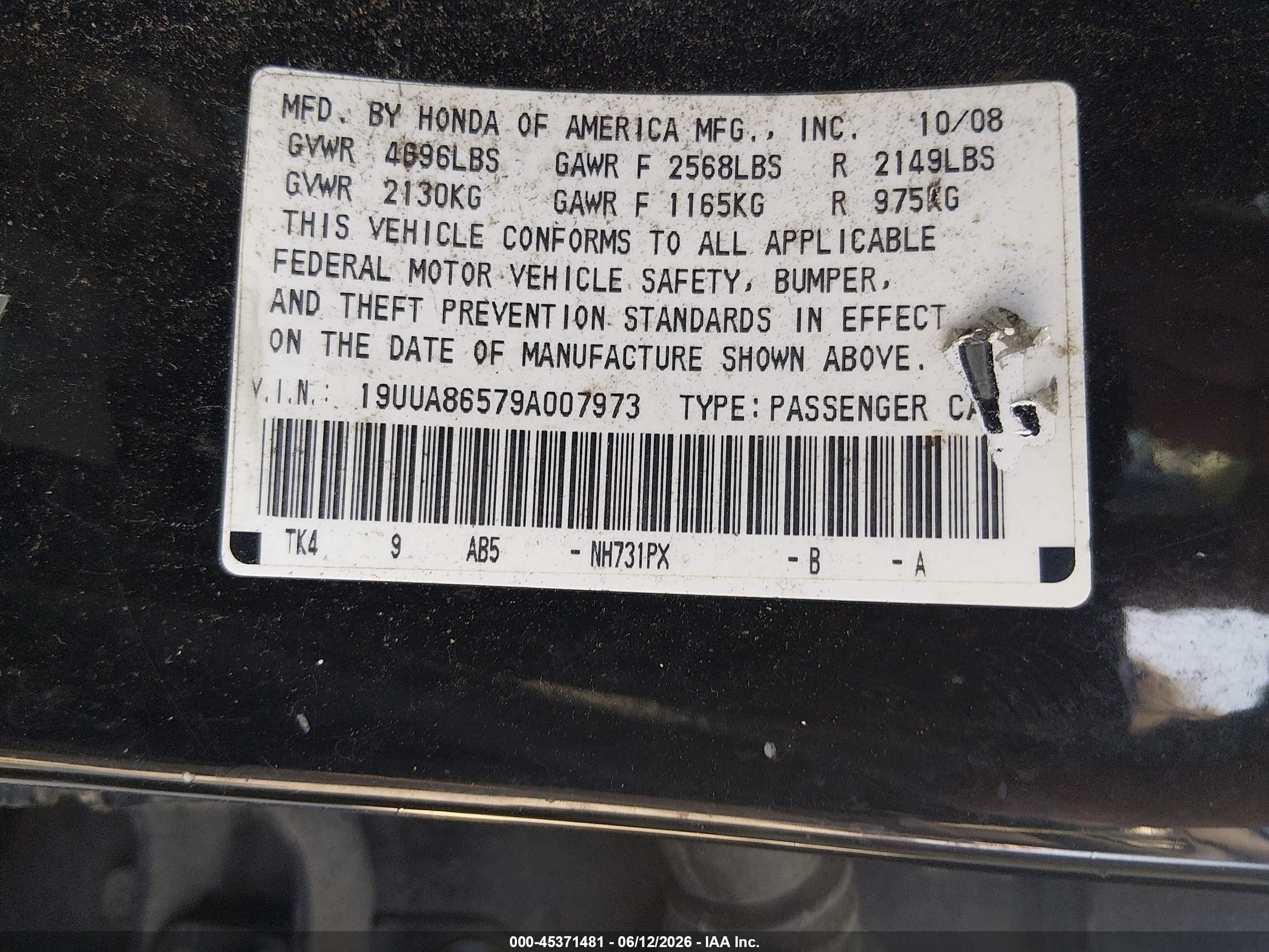 2009 Acura Tl 3.5 Black vin: 19UUA86579A007973
