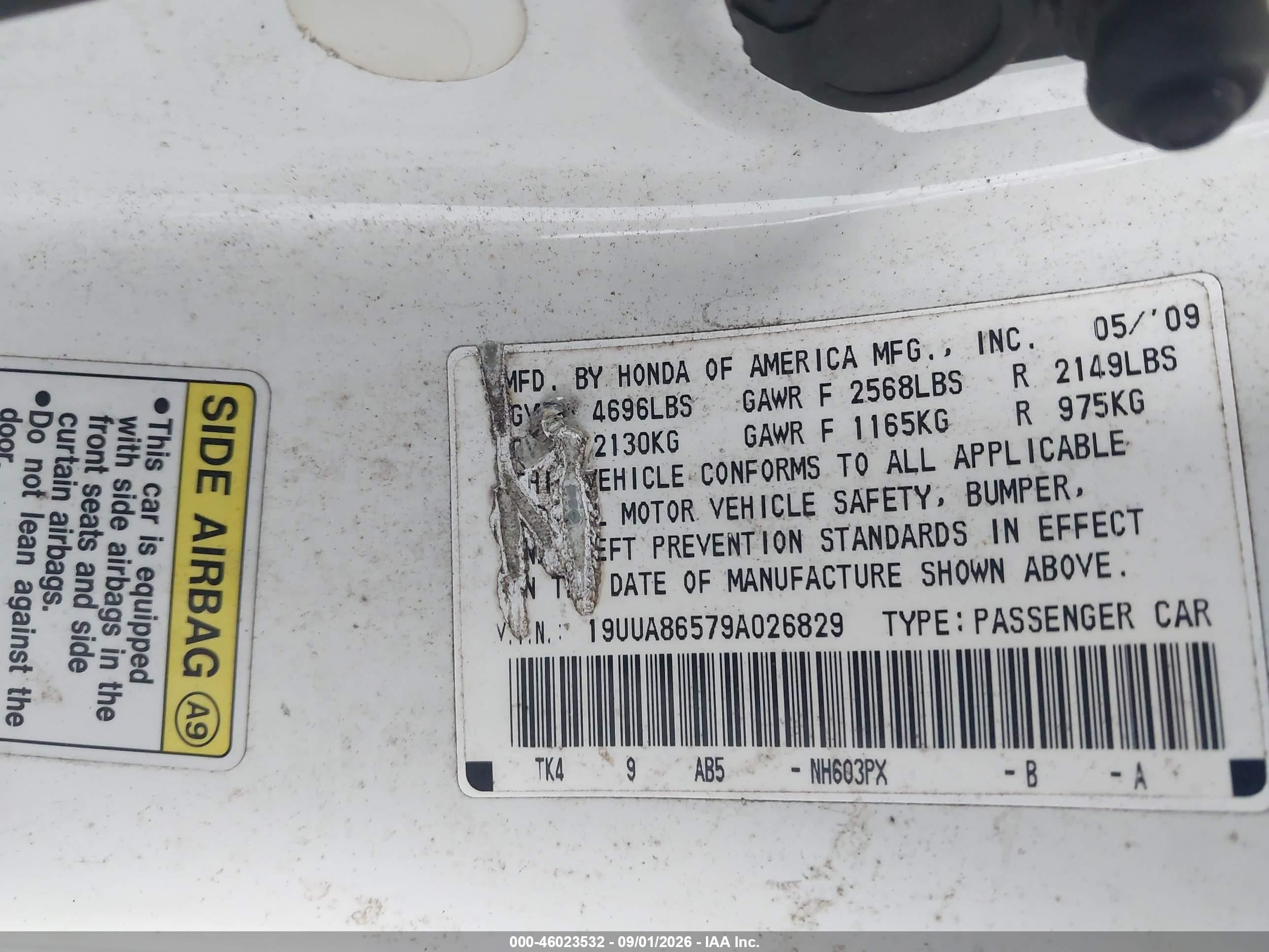 2009 Acura Tl 3.5 White vin: 19UUA86579A026829