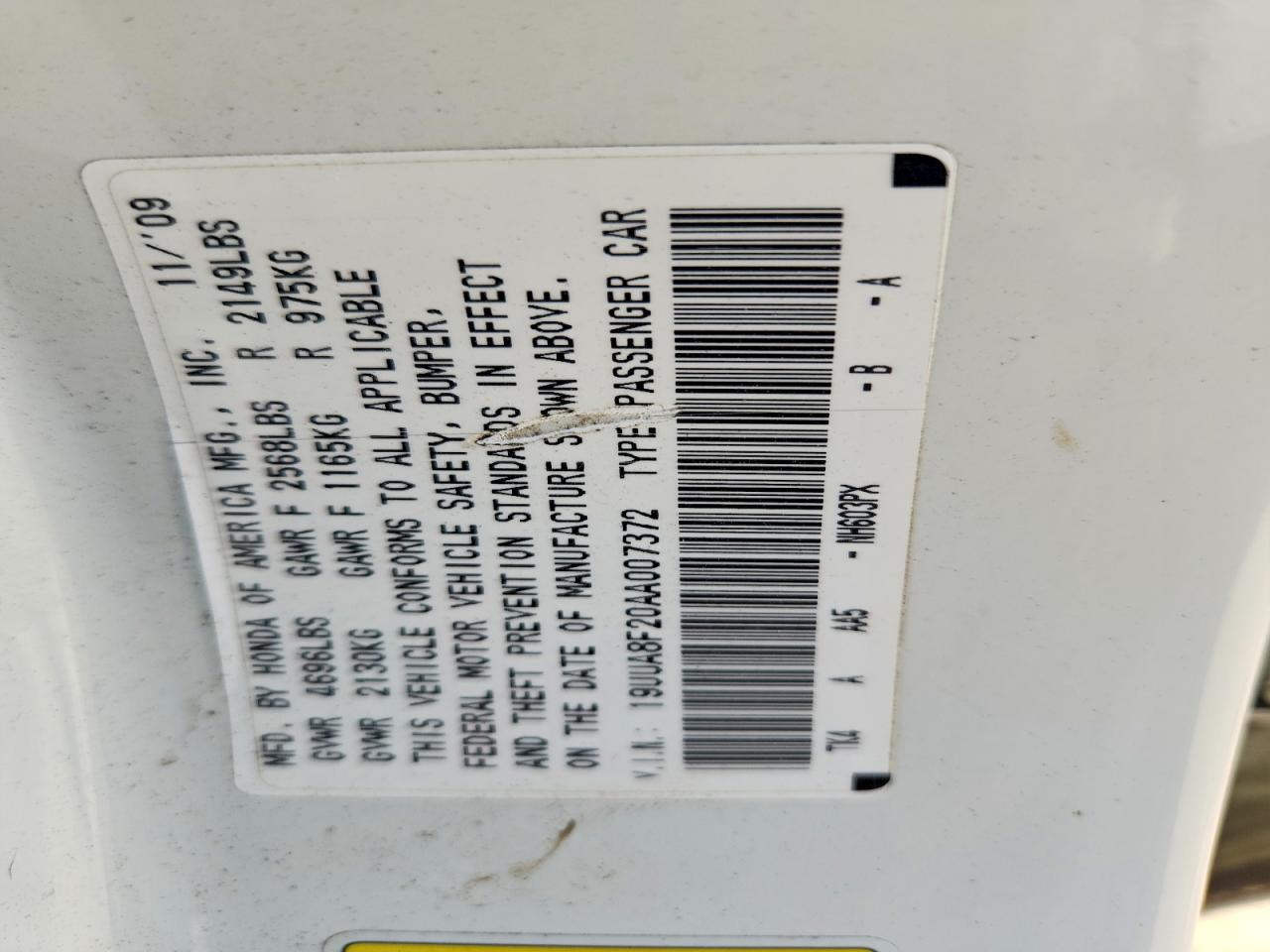 2010 Acura Tl White vin: 19UUA8F20AA007372
