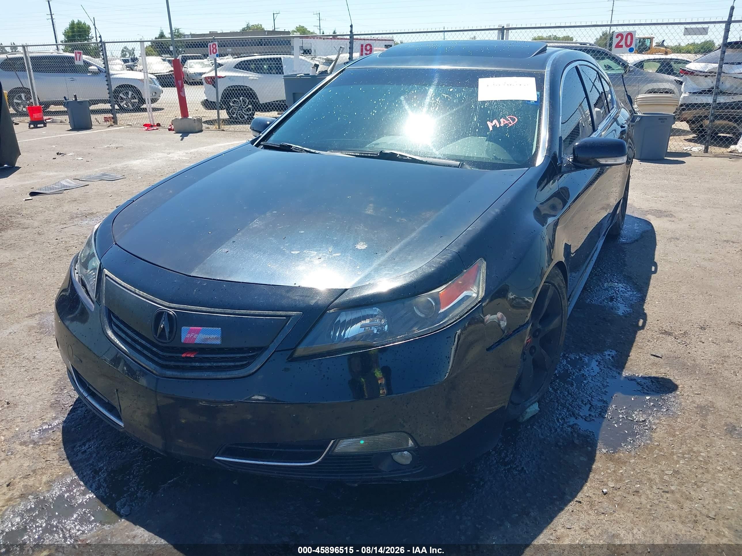 2012 Acura Tl 3.5 Черный vin: 19UUA8F21CA007268