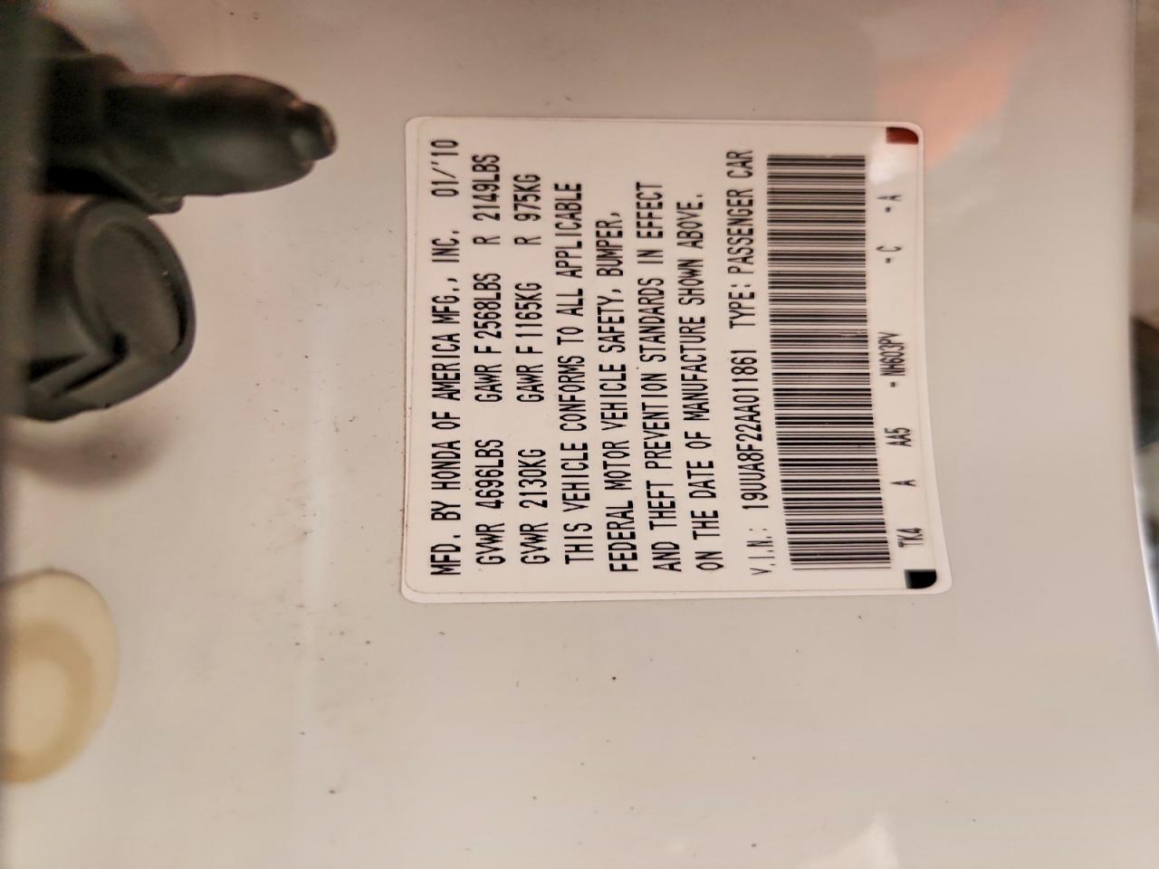 2010 Acura Tl White vin: 19UUA8F22AA011861