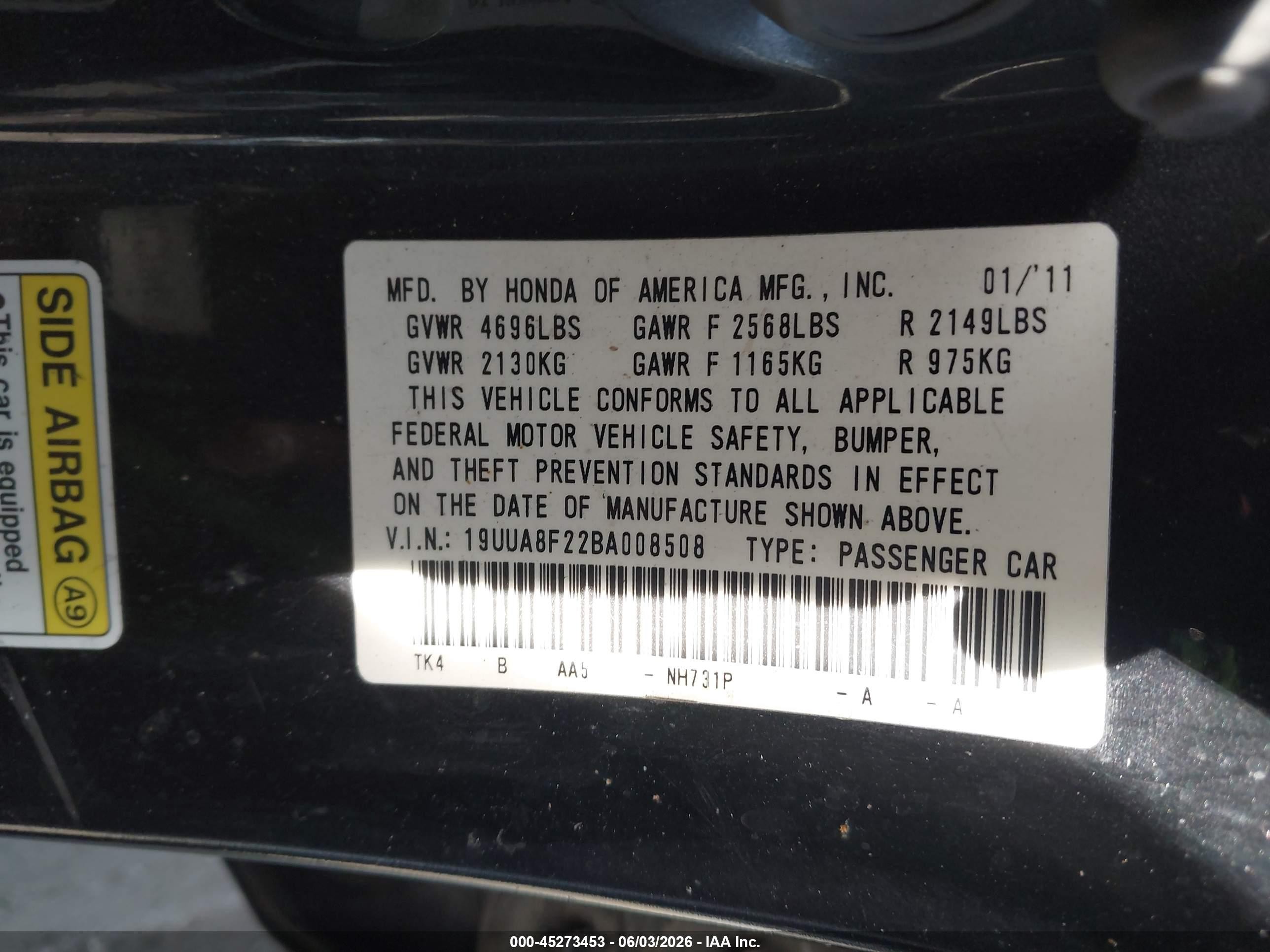 2011 Acura Tl 3.5 Black vin: 19UUA8F22BA008508