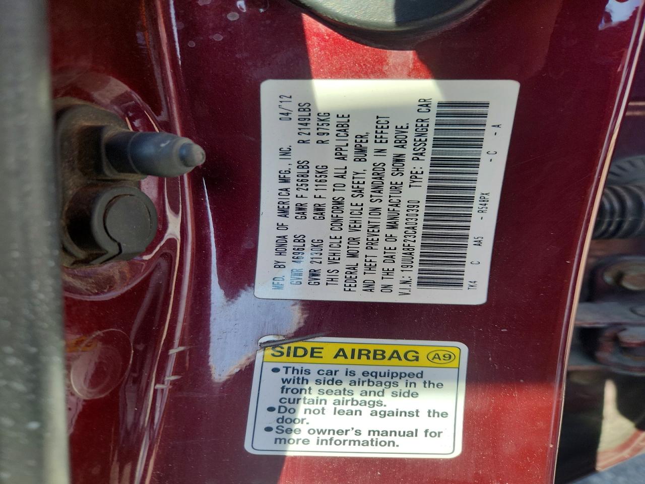 2012 Acura Tl Purple vin: 19UUA8F23CA030390