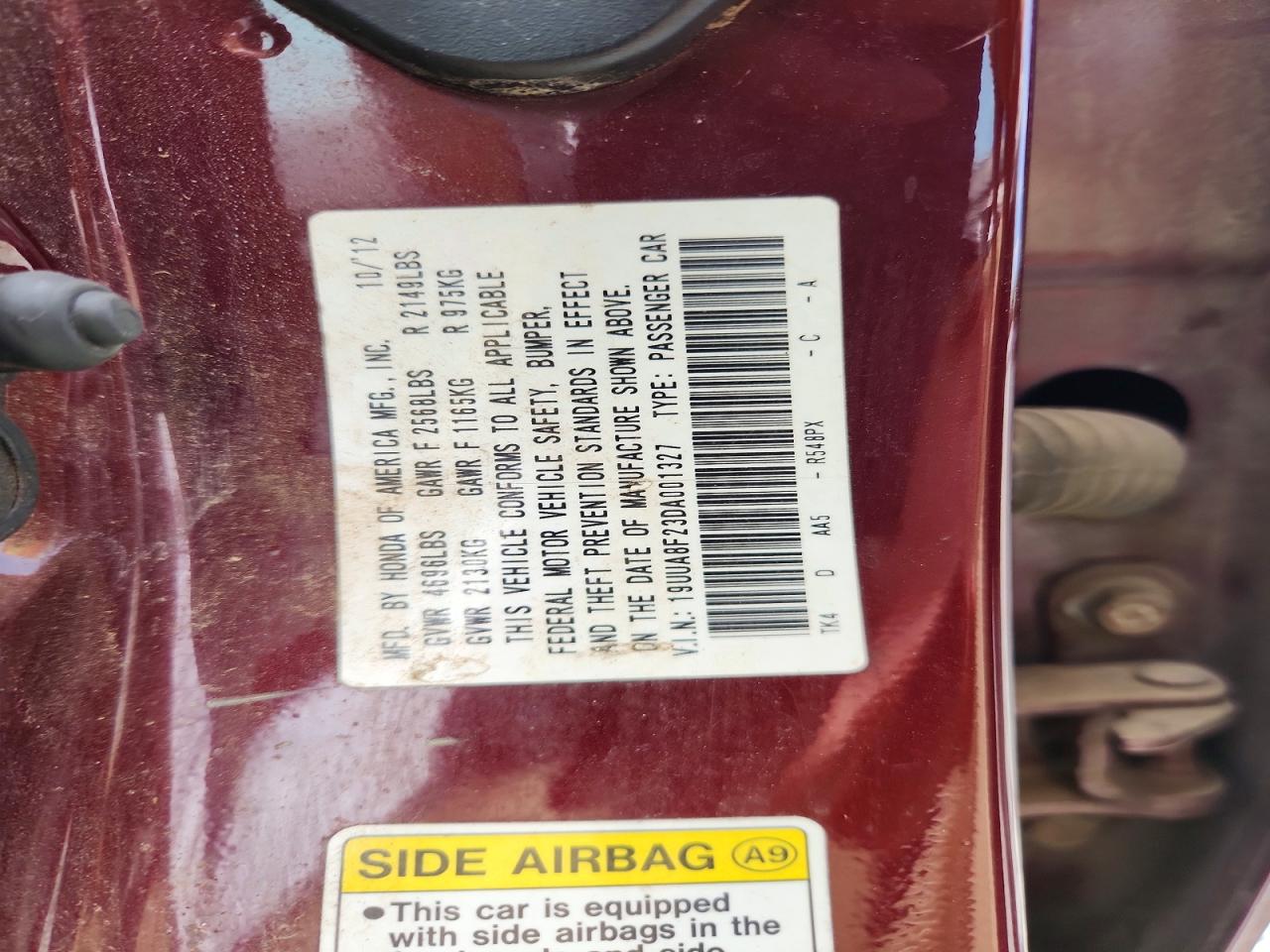 2013 Acura Tl Burgundy vin: 19UUA8F23DA001327