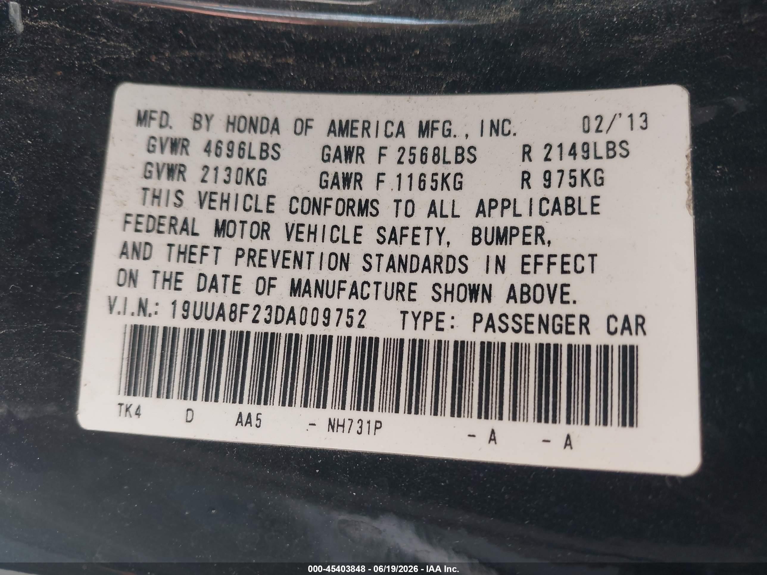 2013 Acura Tl 3.5 Черный vin: 19UUA8F23DA009752