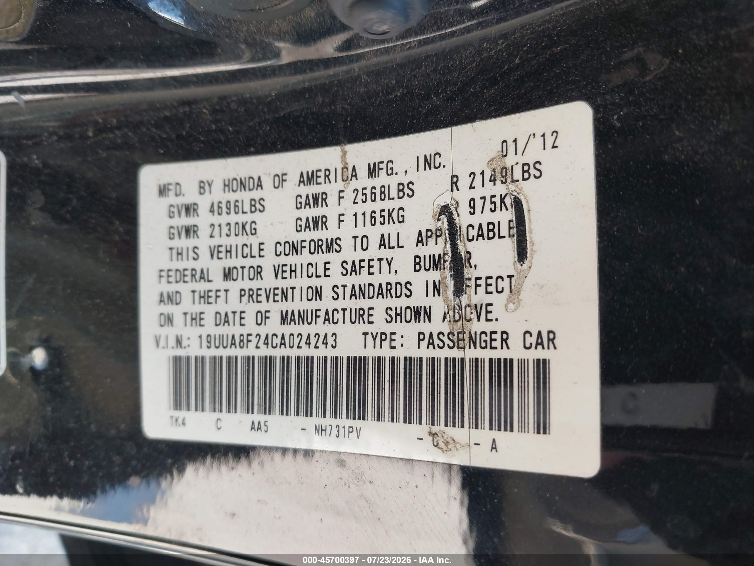 2012 Acura Tl 3.5 Black vin: 19UUA8F24CA024243