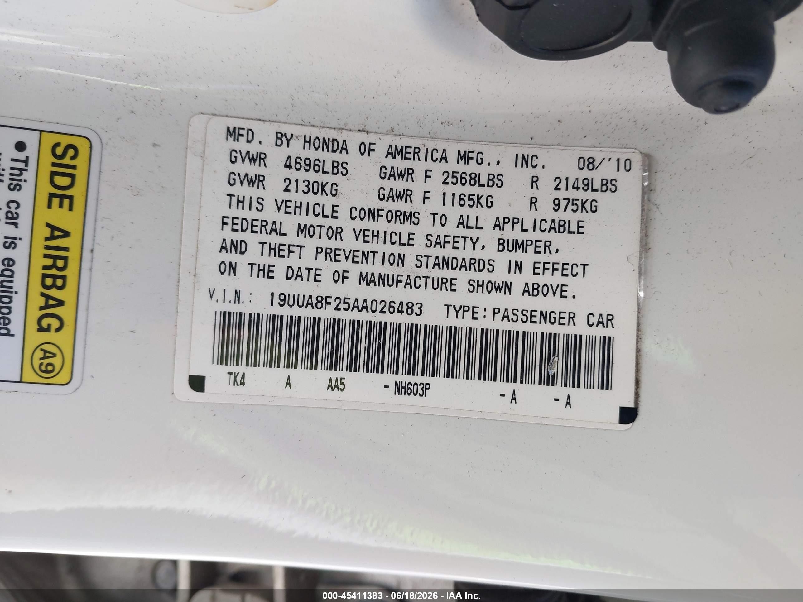 2010 Acura Tl 3.5 White vin: 19UUA8F25AA026483