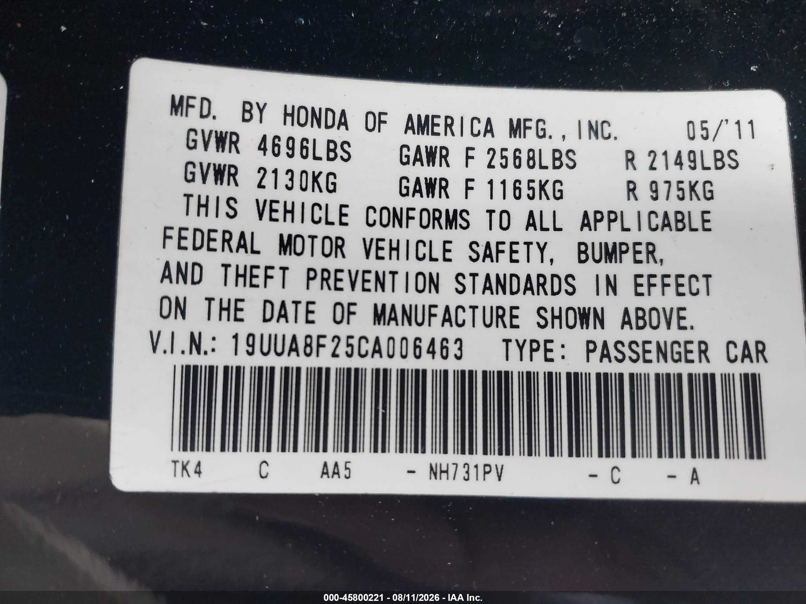 2012 Acura Tl 3.5 Черный vin: 19UUA8F25CA006463