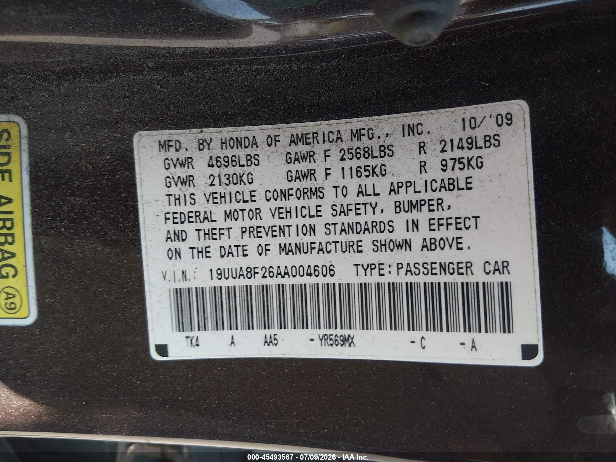 2010 Acura Tl 3.5 Бордовый vin: 19UUA8F26AA004606