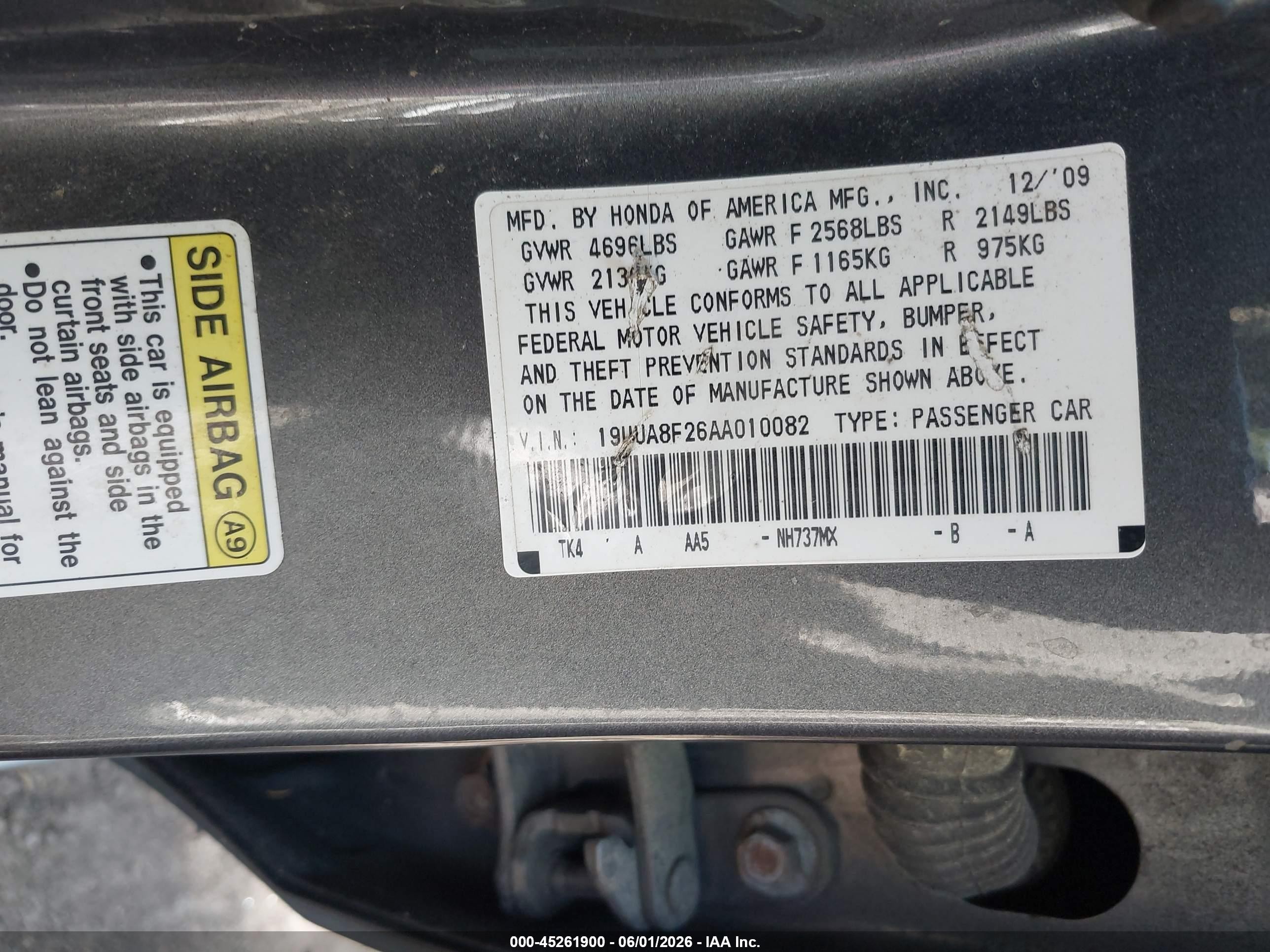2010 Acura Tl 3.5 Gray vin: 19UUA8F26AA010082