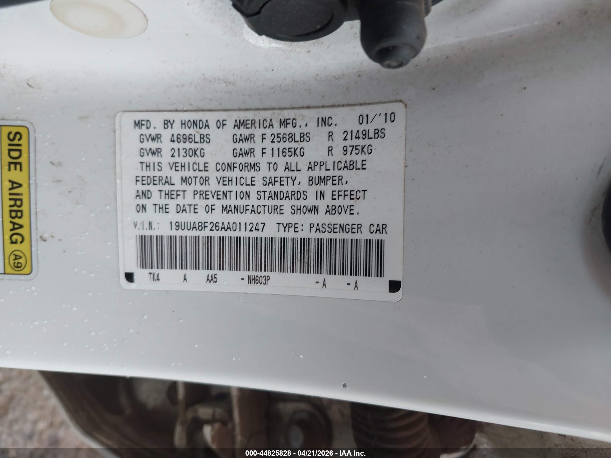 2010 Acura Tl 3.5 White vin: 19UUA8F26AA011247