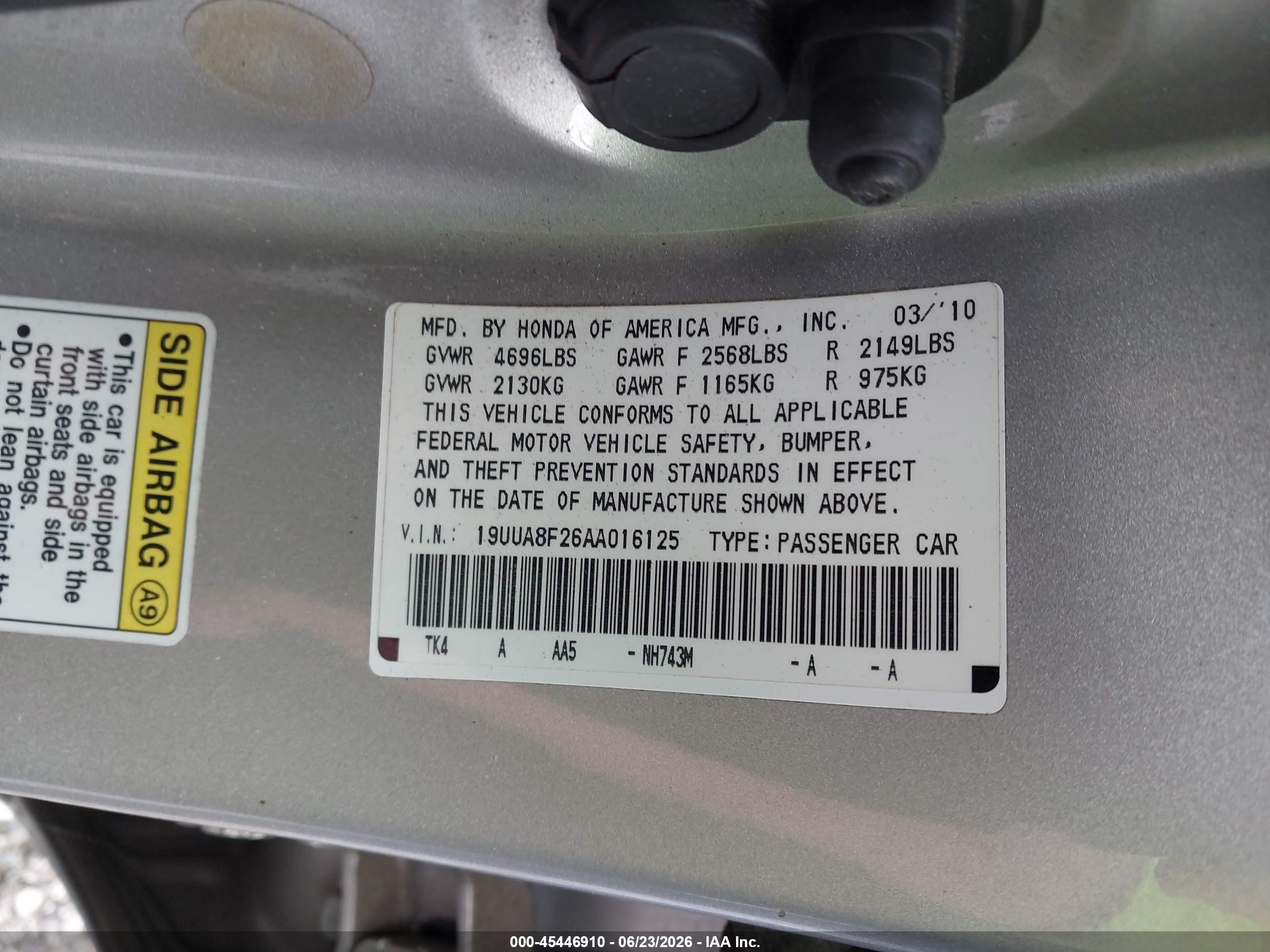 2010 Acura Tl 3.5 Silver vin: 19UUA8F26AA016125