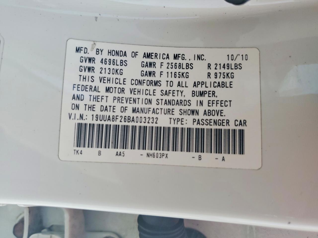 2011 Acura Tl White vin: 19UUA8F26BA003232