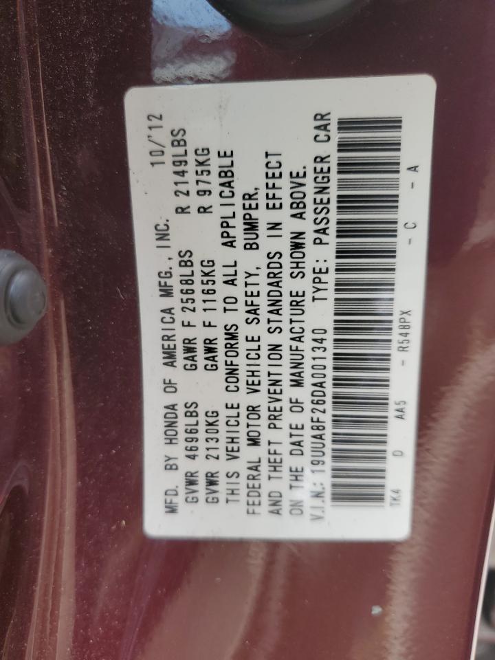 2013 Acura Tl Maroon vin: 19UUA8F26DA001340