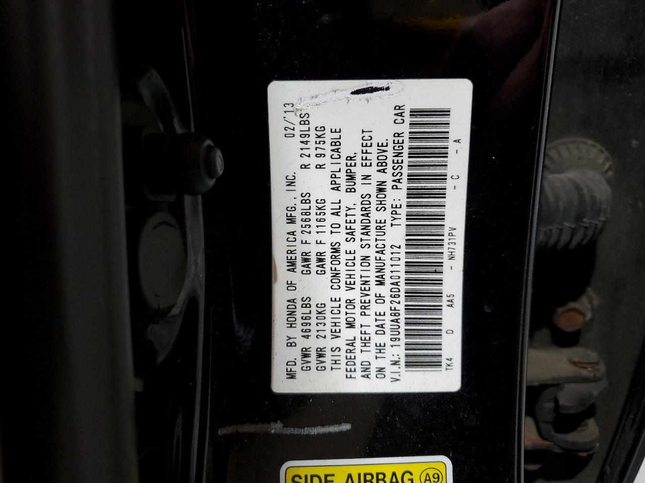 2013 Acura Tl Black vin: 19UUA8F26DA011012