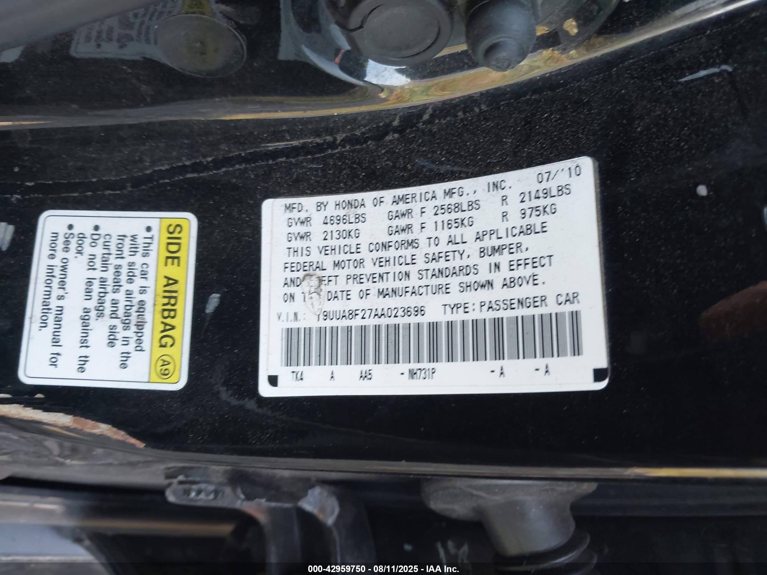 2010 Acura Tl 3.5 Black vin: 19UUA8F27AA023696