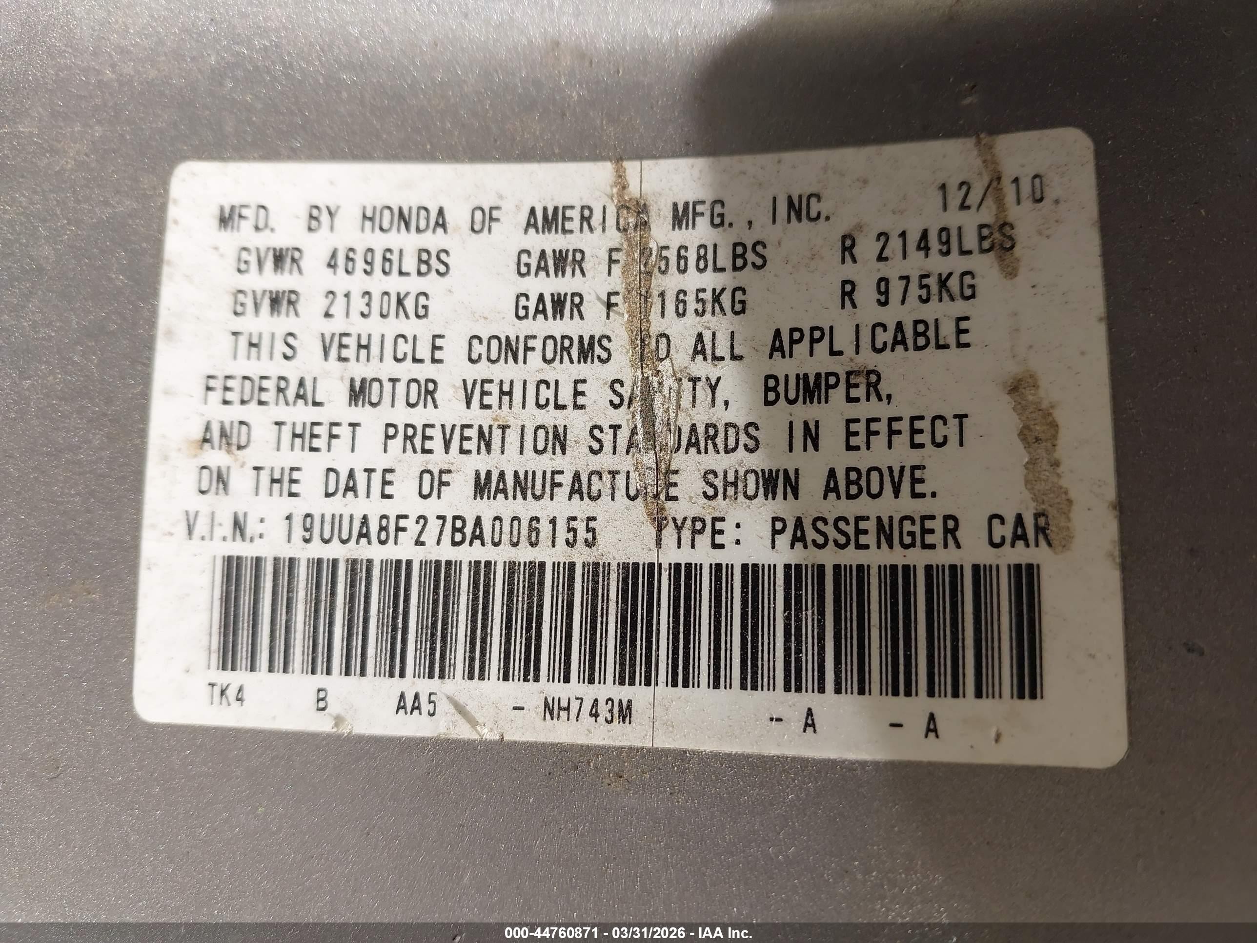 2011 Acura Tl 3.5 Silver vin: 19UUA8F27BA006155