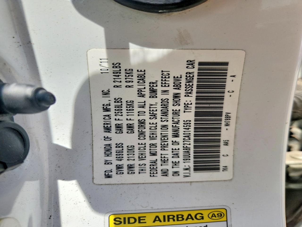 2012 Acura Tl White vin: 19UUA8F27CA014595