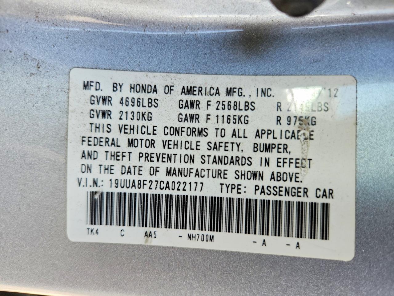 2012 Acura Tl Silver vin: 19UUA8F27CA022177