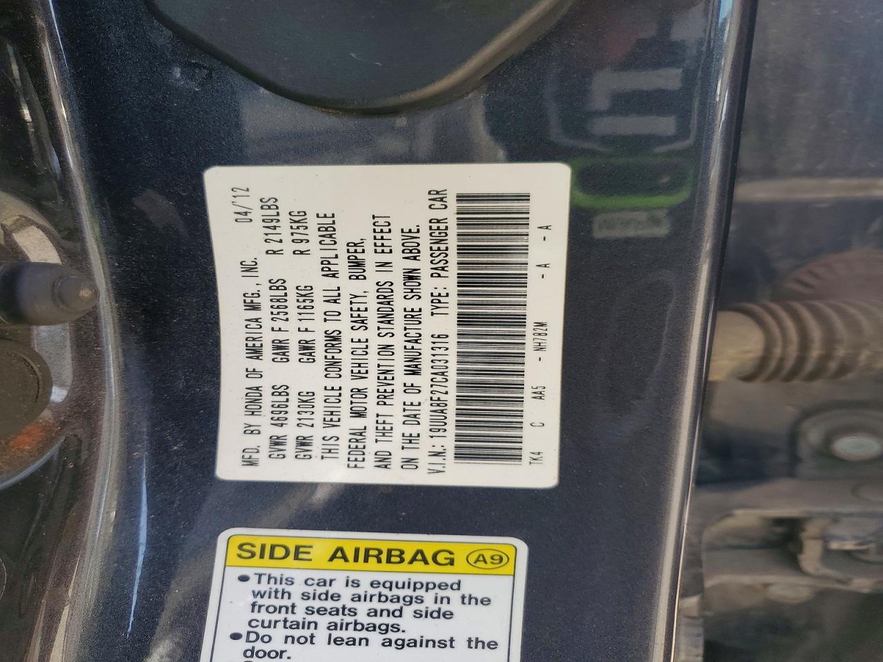 2012 Acura Tl Gray vin: 19UUA8F27CA031316