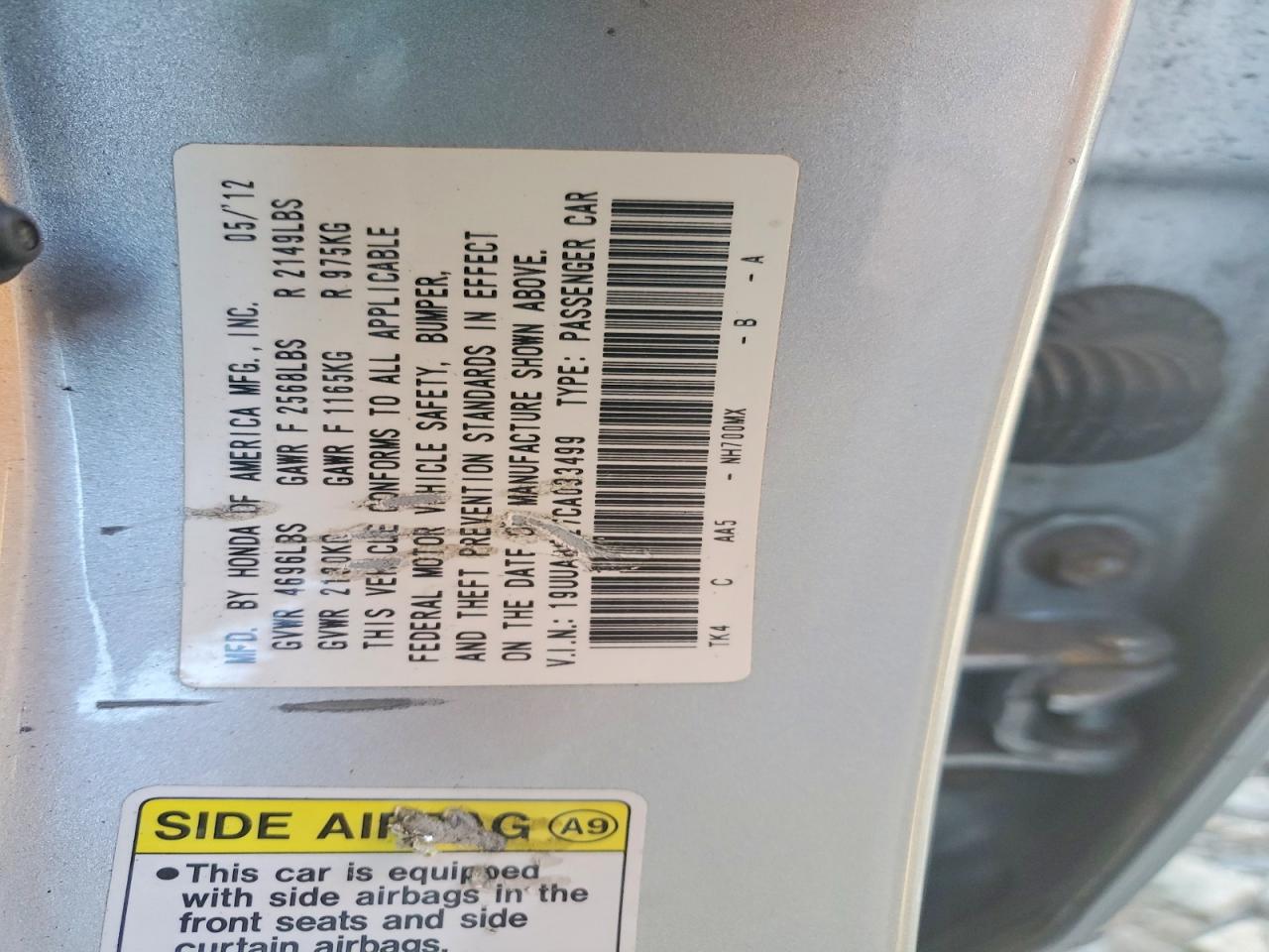 2012 Acura Tl Silver vin: 19UUA8F27CA033499