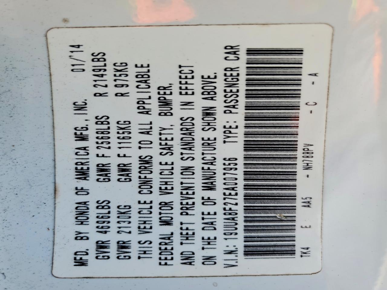 2014 Acura Tl White vin: 19UUA8F27EA007956