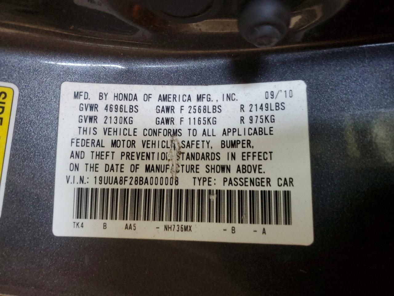 2011 Acura Tl Gray vin: 19UUA8F28BA000008