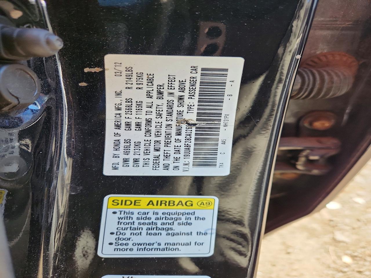 2012 Acura Tl Черный vin: 19UUA8F28CA026934