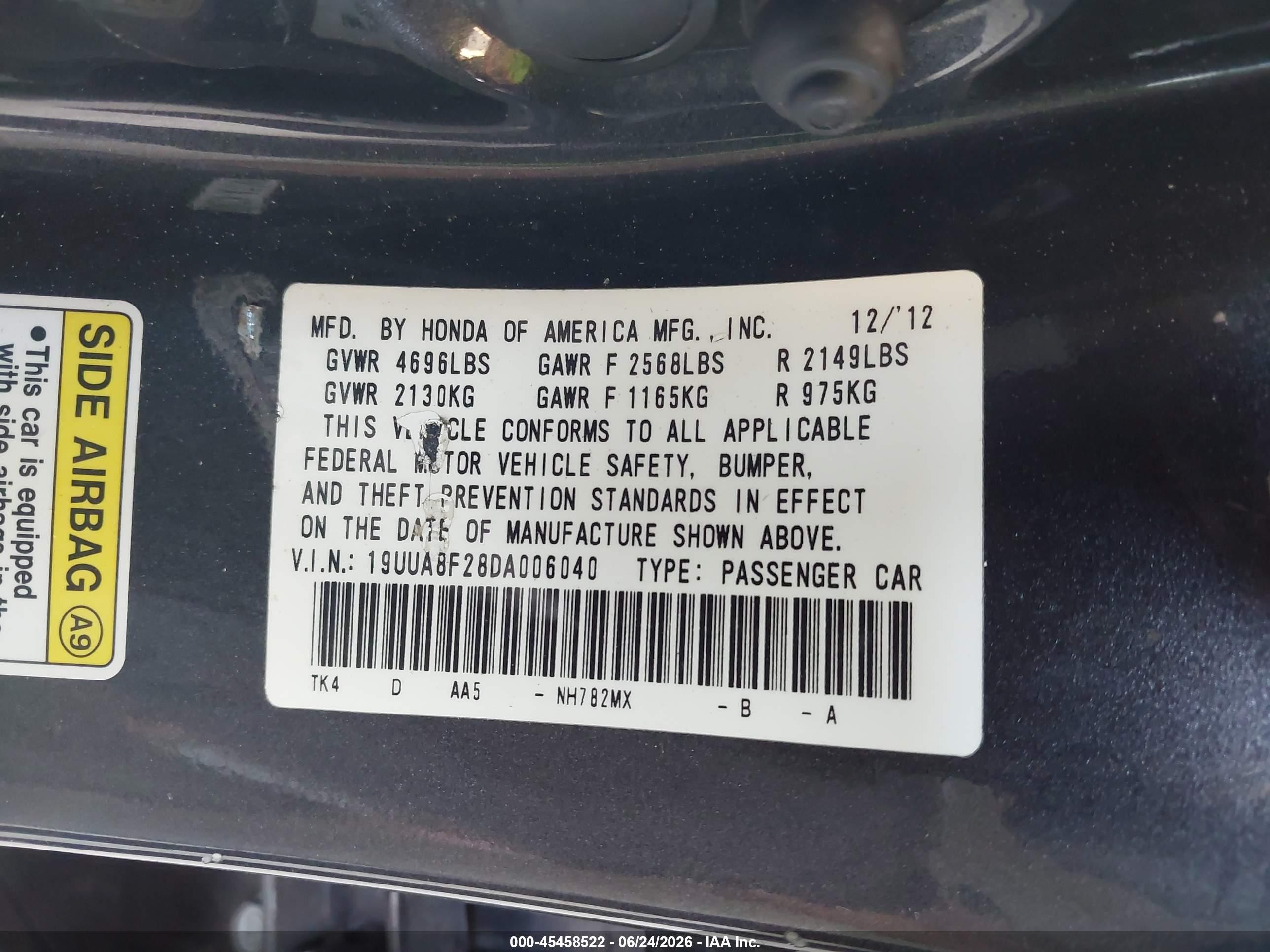 2013 Acura Tl 3.5 Gray vin: 19UUA8F28DA006040