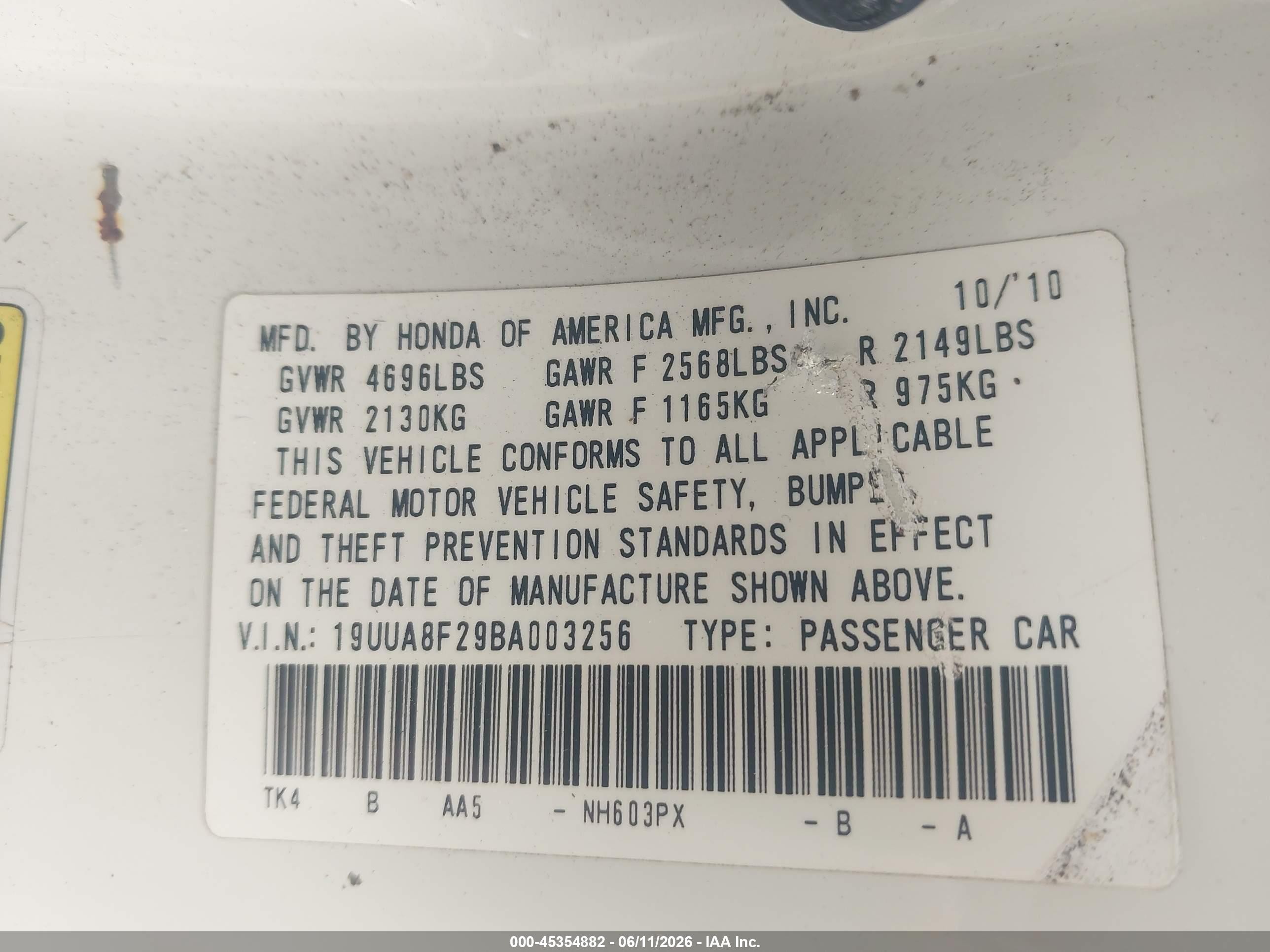2011 Acura Tl 3.5 White vin: 19UUA8F29BA003256