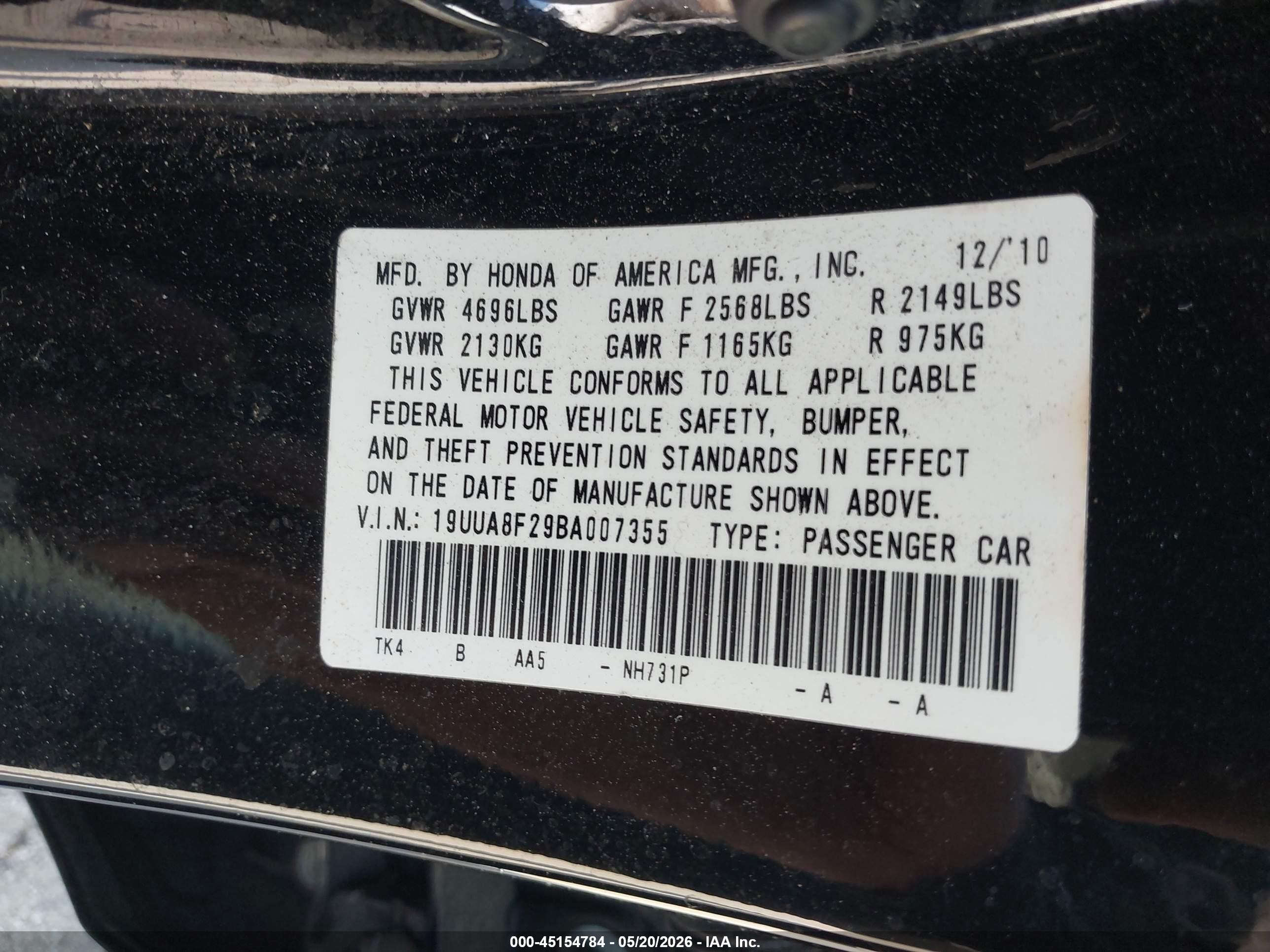 2011 Acura Tl 3.5 Black vin: 19UUA8F29BA007355