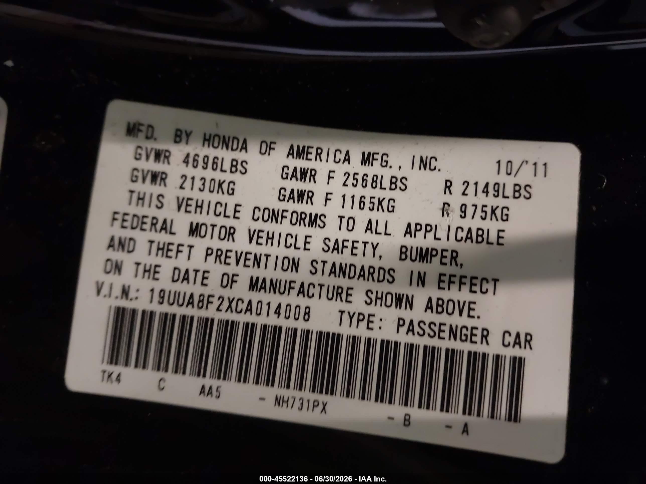 2012 Acura Tl 3.5 Black vin: 19UUA8F2XCA014008
