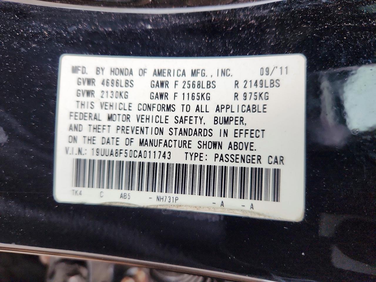 2012 Acura Tl Black vin: 19UUA8F50CA011743