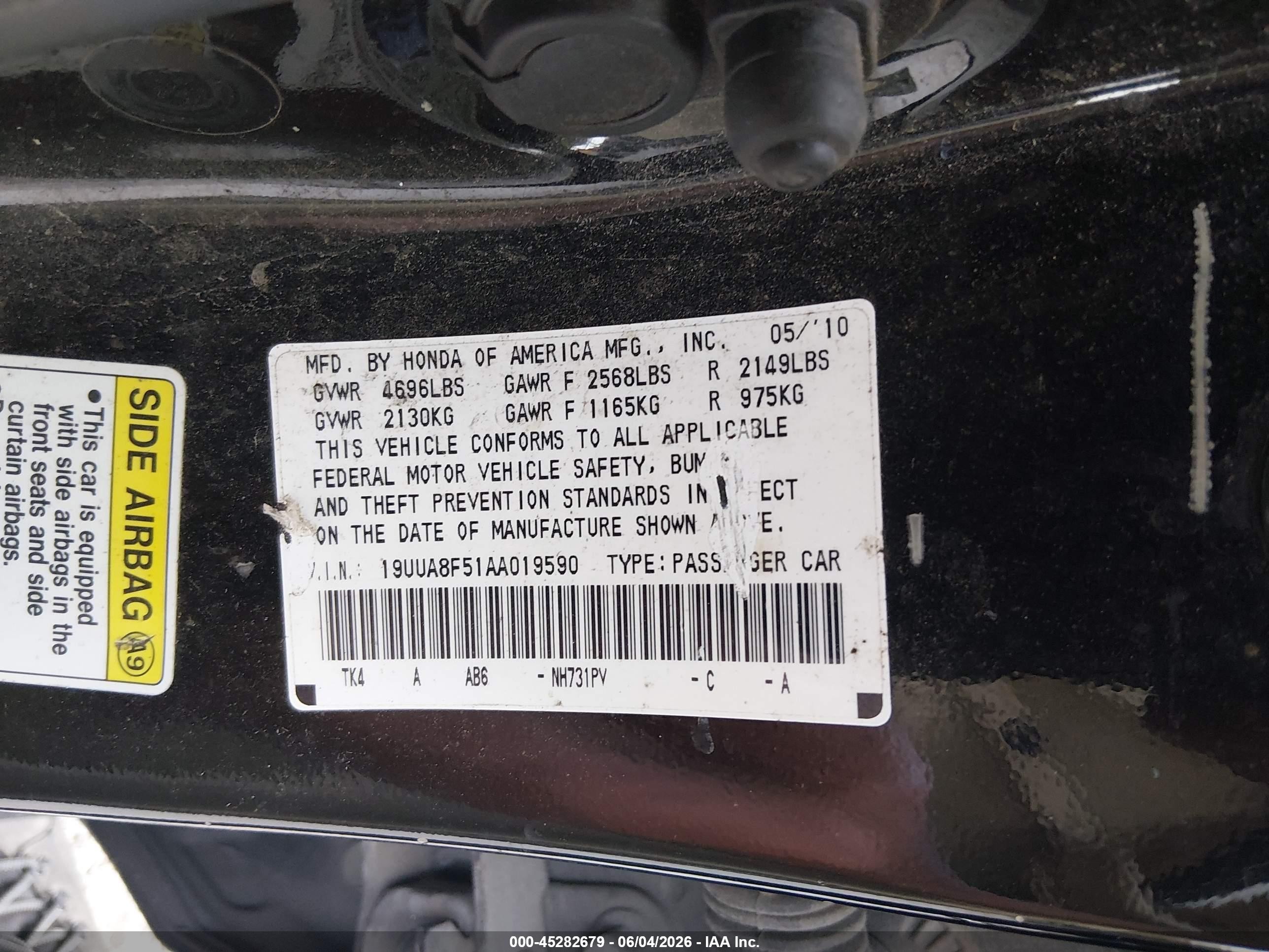 2010 Acura Tl 3.5 Black vin: 19UUA8F51AA019590