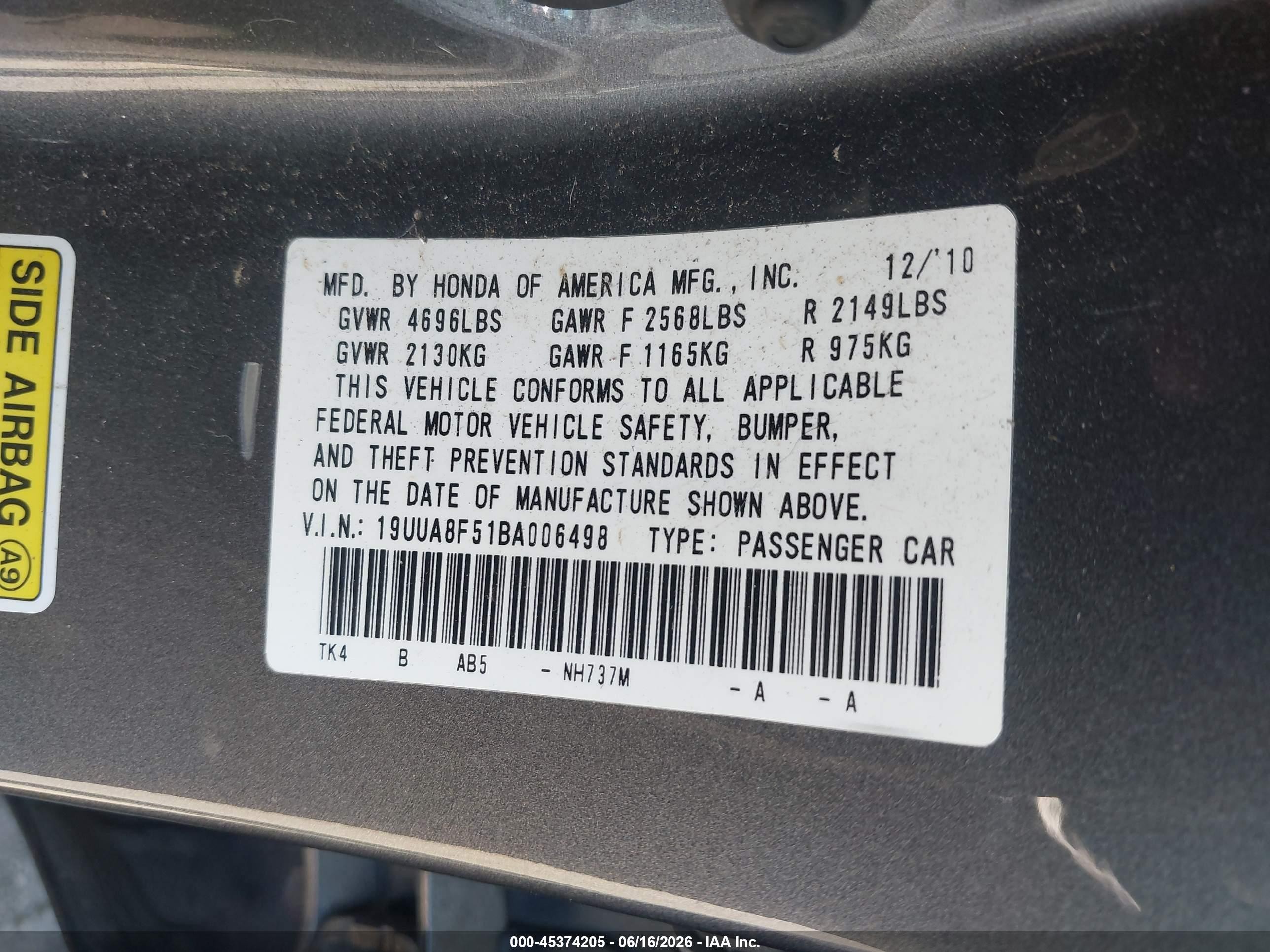 2011 Acura Tl 3.5 Gray vin: 19UUA8F51BA006498