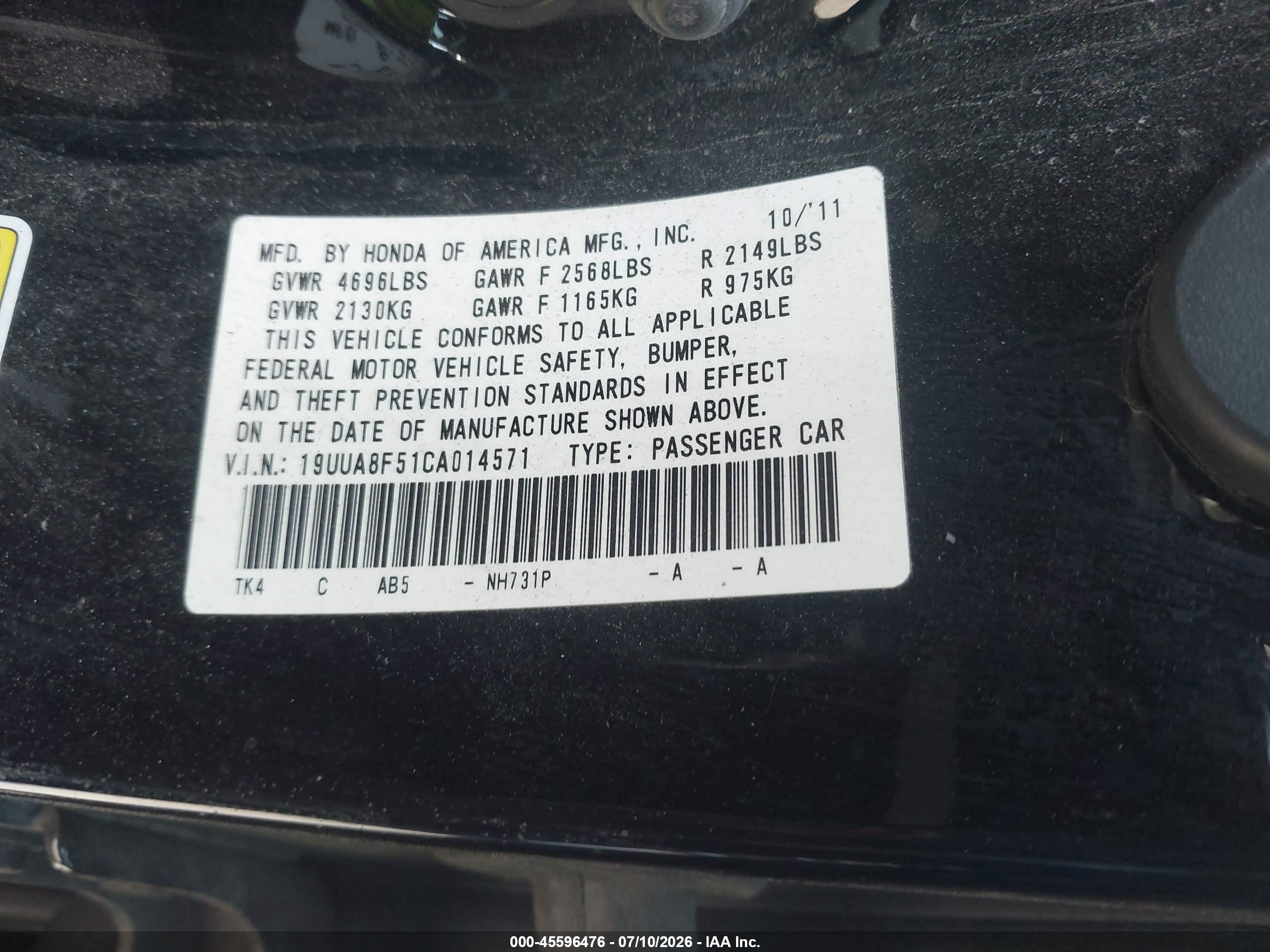 2012 Acura Tl 3.5 Черный vin: 19UUA8F51CA014571