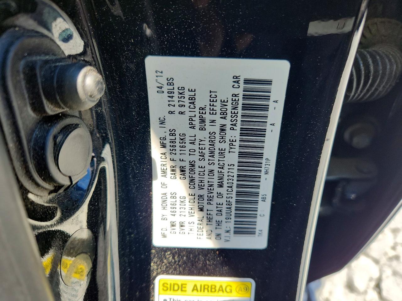 2012 Acura Tl Черный vin: 19UUA8F51CA032715