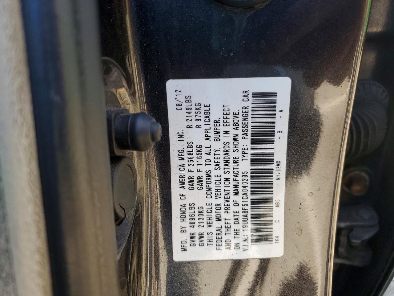 2012 Acura Tl Gray vin: 19UUA8F51CA040295