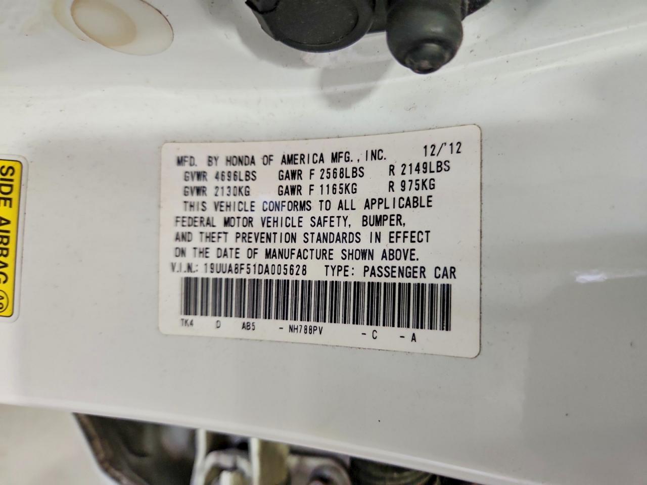 2013 Acura Tl Tech White vin: 19UUA8F51DA005628