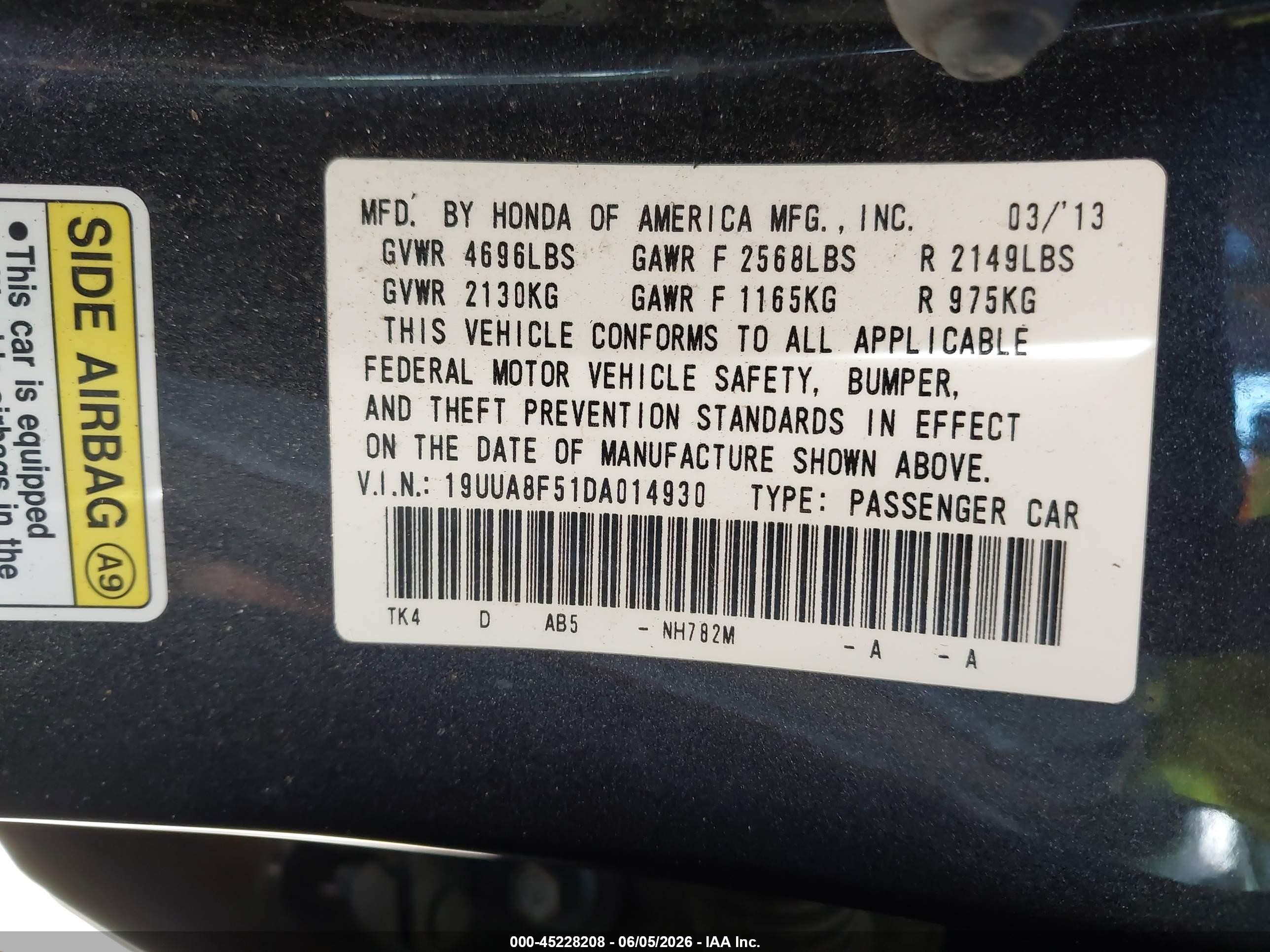 2013 Acura Tl 3.5 Gray vin: 19UUA8F51DA014930