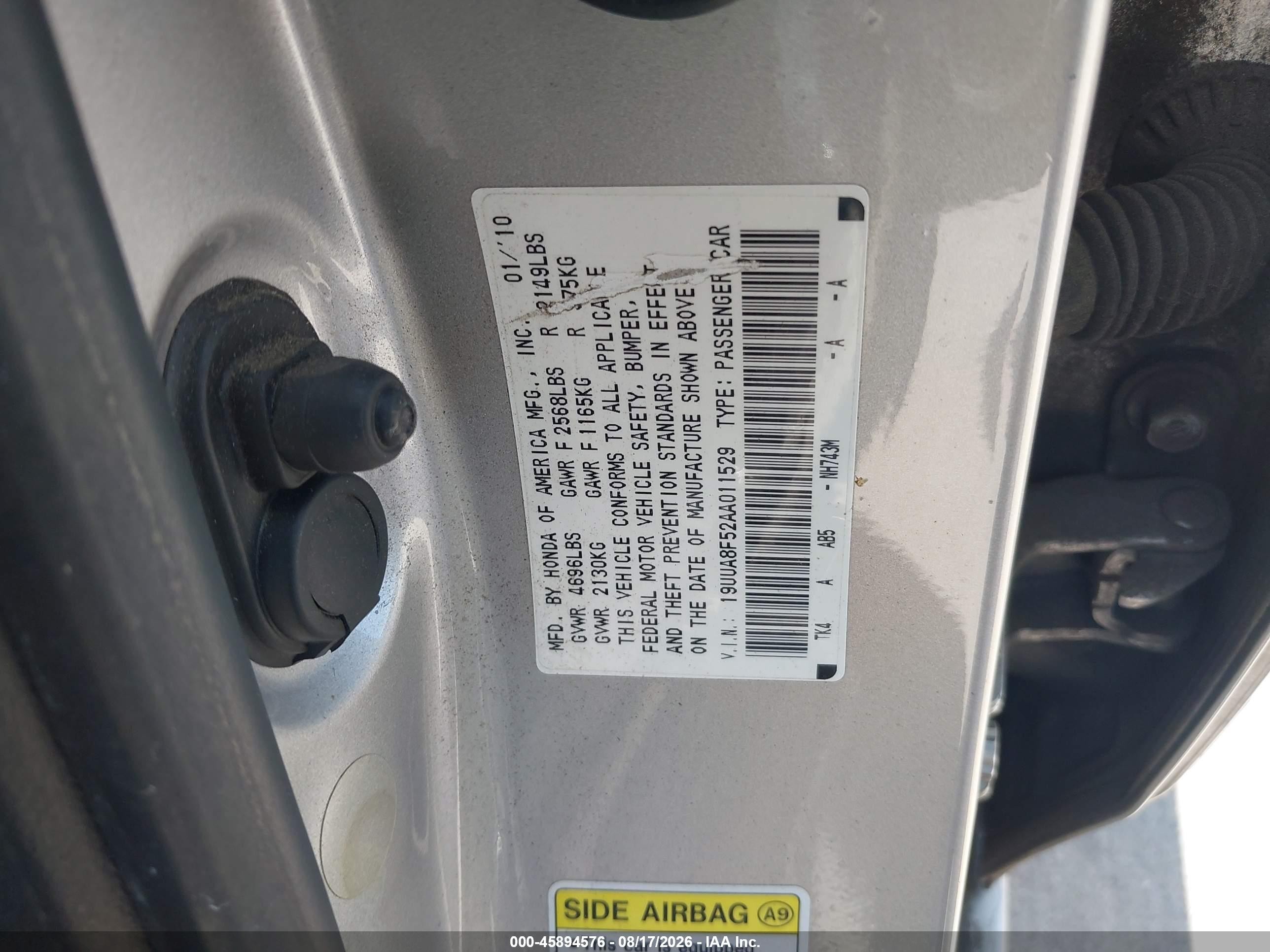 2010 Acura Tl 3.5 Silver vin: 19UUA8F52AA011529