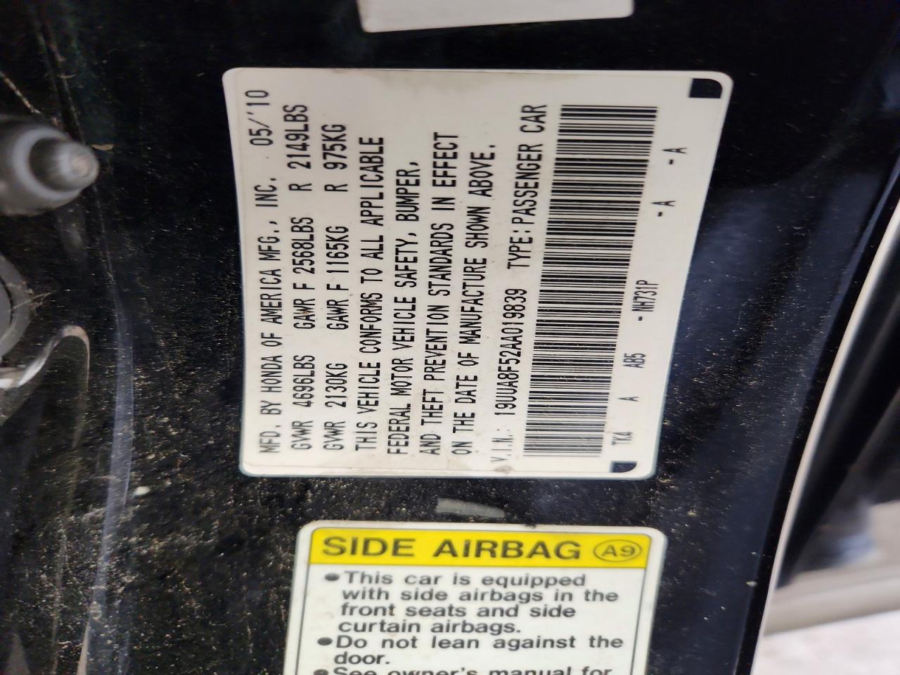 2010 Acura Tl Черный vin: 19UUA8F52AA019839