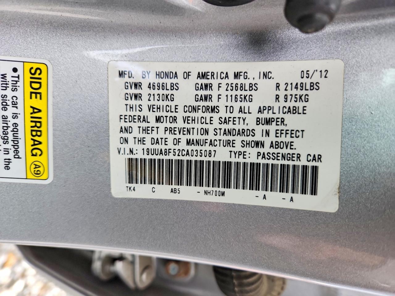 2012 Acura Tl Silver vin: 19UUA8F52CA035087