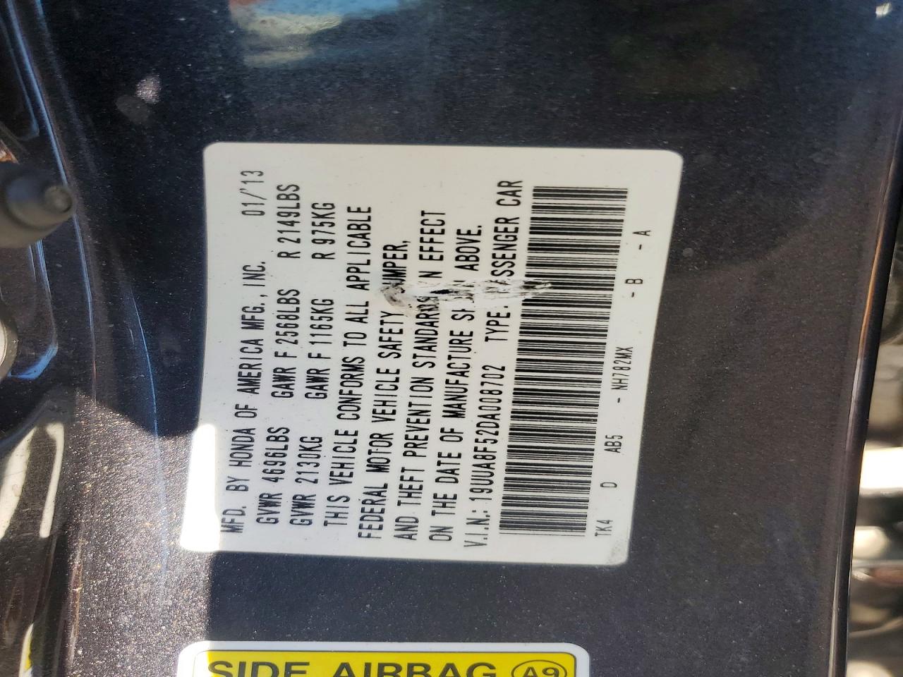 2013 Acura Tl Tech Charcoal vin: 19UUA8F52DA008702