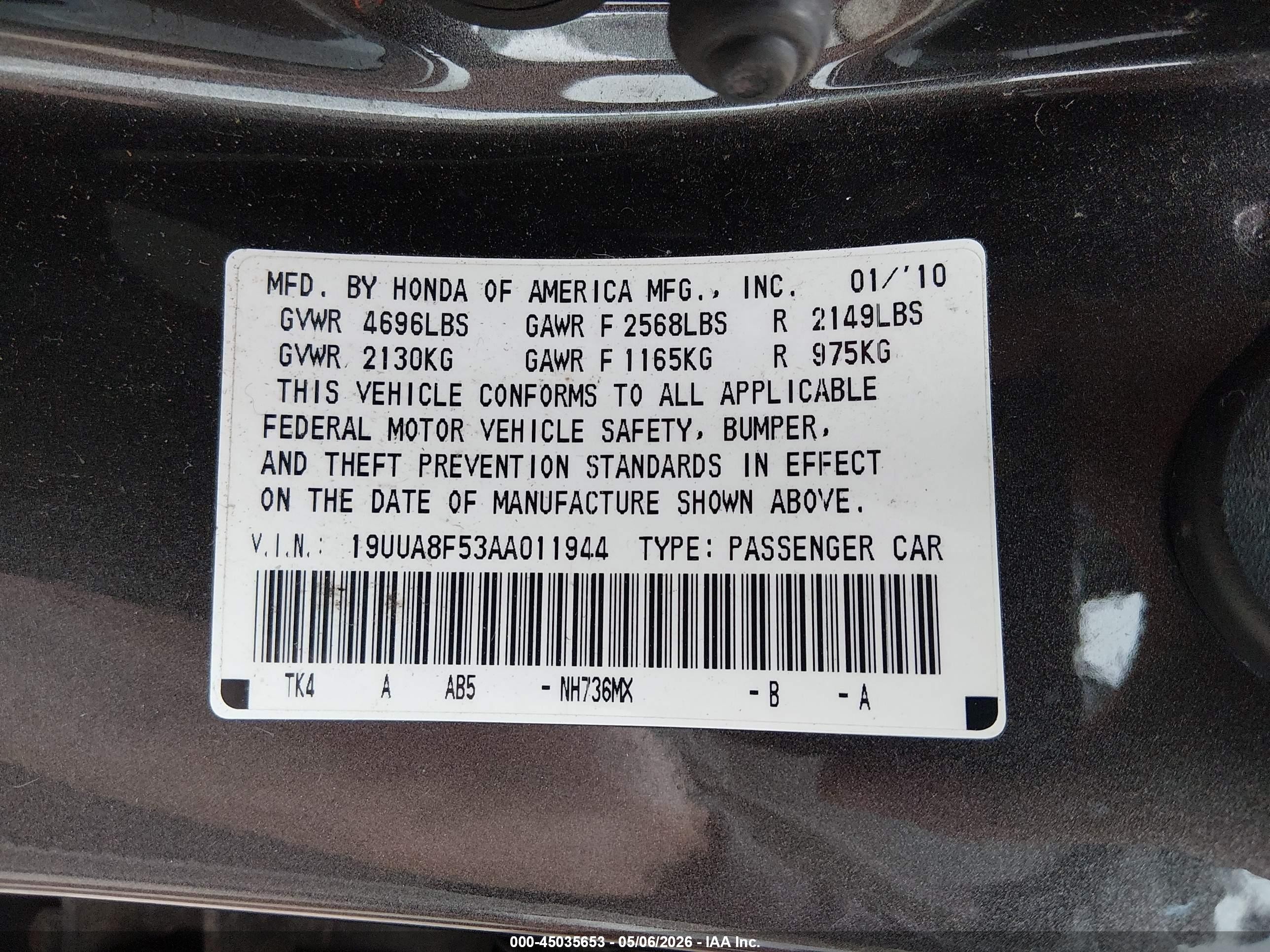 2010 Acura Tl 3.5 Gray vin: 19UUA8F53AA011944